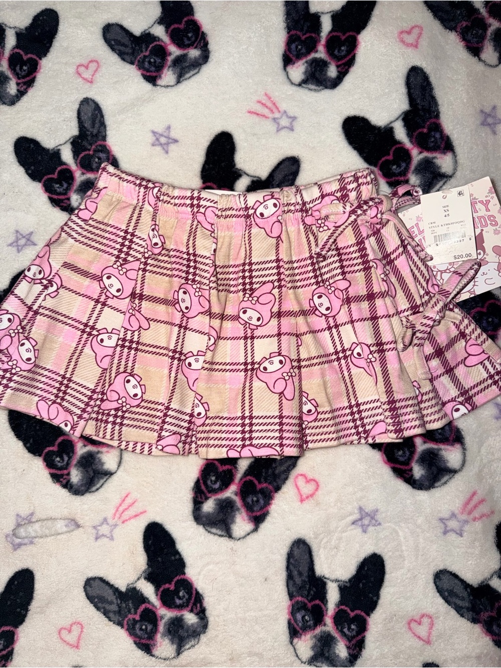 Pink Plaid Pleated Hello Kitty and Friends Mini Skort
